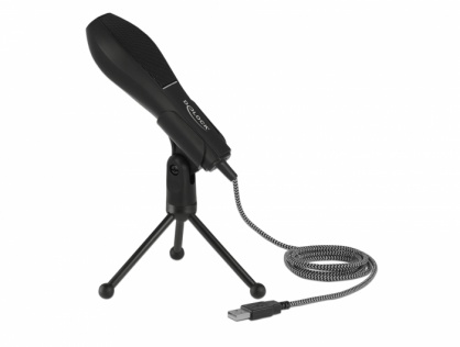 Microfon condensator USB cu suport de masa ideal pentru jocuri, Skype si vocal, Delock 65939